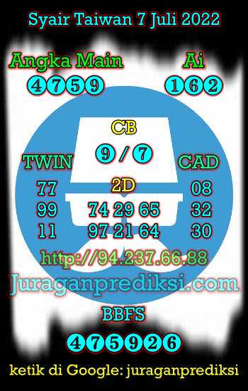 Prediksi Taiwan 7 Juli 2022, Syair taiwan hari ini Kamis 7 7 2022, angka keluar togel taiwan, toto jitu taiwan, taiwan lottery, kode syair taiwan malam ini.